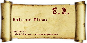 Baiszer Miron névjegykártya
